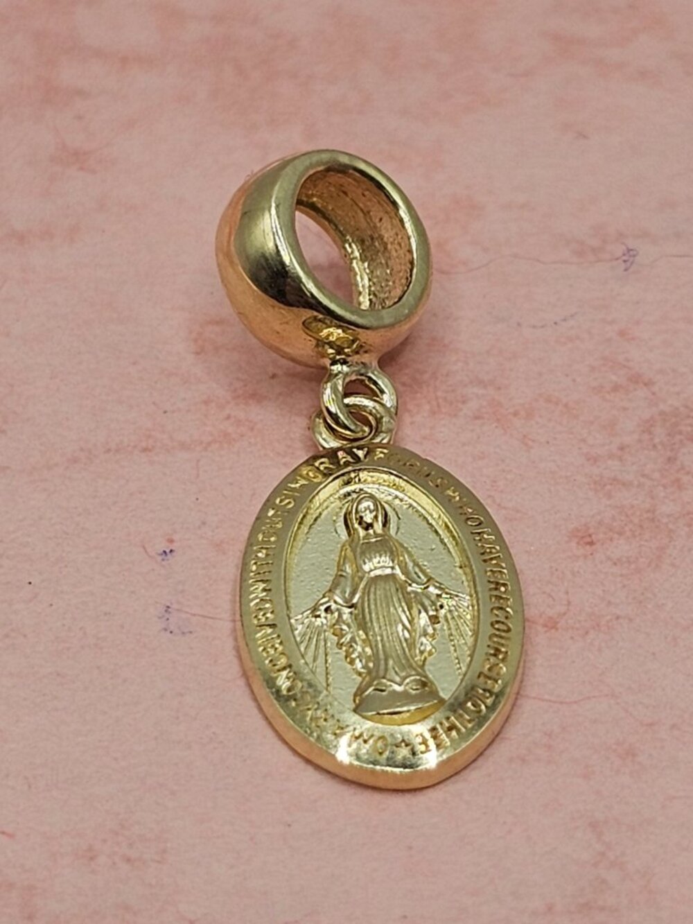 14KT Gold Dangling Virgin Mary Charm for Bracelet